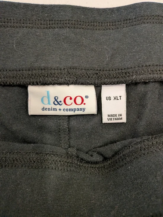 D&Co Denim & Company Black Pants XLT Women Pull On Stretch Straight Leg Tall Bsn - Picture 6 of 10